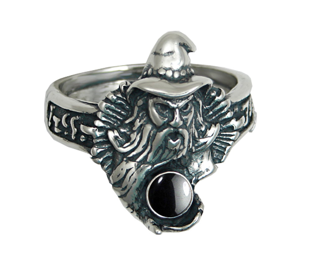 Sterling Silver Wizard Ring With Hematite Size 5